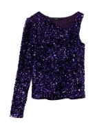 Nlfglam Shoulder Short Top Tops T-shirts Long-sleeved T-Skjorte Purple LMTD