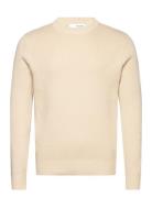 Slhtodd Ls Knit Crew Neck W Tops Knitwear Round Necks Cream Selected Homme