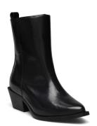 Biamona Western Zip Boot Polido Shoes Boots Ankle Boots Ankle Boots Flat Heel Black Bianco