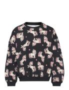 Sweatshirt Aop Unicorn Tops Sweatshirts & Hoodies Sweatshirts Black Lindex