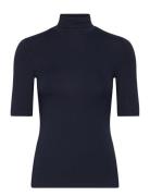 Strtch Rayon Jersey-Elbow Sleeve To Tops Knitwear Turtleneck Navy Lauren Ralph Lauren
