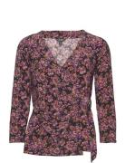 Floral Stretch Jersey Top Tops T-shirts & Tops Long-sleeved Pink Lauren Ralph Lauren