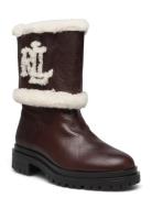 Carter Water-Repellent Leather Boot Shoes Boots Ankle Boots Ankle Boots Flat Heel Brown Lauren Ralph Lauren