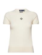 Monogram Cashmere Sweater Tee Tops T-shirts & Tops Short-sleeved Cream Polo Ralph Lauren