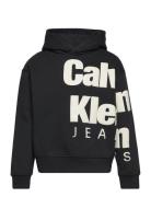 Blown-Up Logo Fleece Hoodie Tops Sweatshirts & Hoodies Hoodies Black Calvin Klein