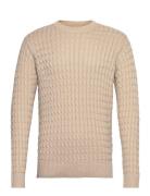 Onsmason Reg 5 Cable Crew Knit Tops Knitwear Round Necks Beige ONLY & SONS