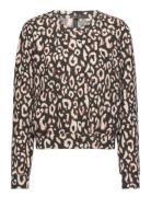 Top Ls Brushed Jersey Leopard Tops T-shirts & Tops Long-sleeved Black Hunkemöller