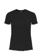 Pcnicca Ss O-Neck Top Jrs Noos Tops T-shirts & Tops Short-sleeved Black Pieces