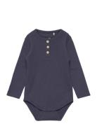 Body Ls Rib Tops T-shirts Long-sleeved T-Skjorte Navy En Fant