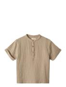 Shirt S/S Svend Tops T-Kortærmet Skjorte Khaki Green Wheat