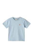 T-Shirt S/S Daniel Tops T-Kortærmet Skjorte Blue Wheat