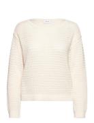 Vibellisina Boatneck L/S Knit Top - Noos Tops Knitwear Jumpers Cream Vila