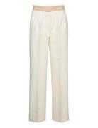 Pleated Trousers With Turn-Up Waist Bottoms Trousers Suitpants Beige Mango