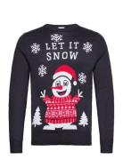 Let It Snow Sweater Tops Knitwear Round Necks Navy Christmas Sweats