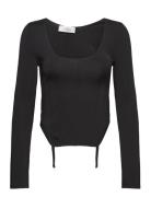 Fitted Lingerie Top Tops T-shirts & Tops Long-sleeved Black Les Coyotes De Paris