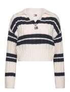 Tjw Bxy Crp Stripe Sweater Ext Tops Knitwear Jumpers Cream Tommy Jeans