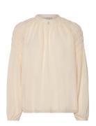 D6Aubrey Smocked Blouse Tops Blouses Long-sleeved Cream Dante6