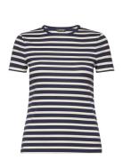 Striped Stretch Cotton Crewneck Tee Tops T-shirts & Tops Short-sleeved Navy Lauren Ralph Lauren