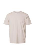 Slhaspen Slub Ss O-Neck Tee Noos Tops T-Kortærmet Skjorte Cream Selected Homme