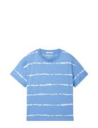 Over D Batik T-Shirt Tops T-Kortærmet Skjorte Blue Tom Tailor