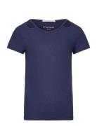 Cut Out Rib T-Shirt Tops T-Kortærmet Skjorte Blue Tom Tailor