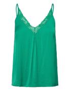 Vicava V-Neck Lace Singlet- Noos Tops T-shirts & Tops Sleeveless Green Vila