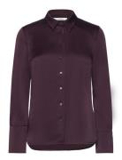 Blouse Tops Shirts Long-sleeved Burgundy IVY OAK