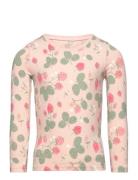 Top Aop Strawberries Tops T-shirts Long-sleeved T-Skjorte Pink Lindex
