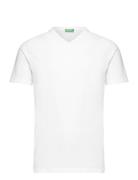 V Neck T-Shirt Tops T-Kortærmet Skjorte White United Colors Of Benetton
