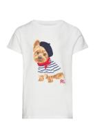 Dog-Print Cotton Jersey Tee Tops T-Kortærmet Skjorte White Ralph Lauren Kids