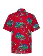 Classic Fit Climbing-Print Camp Shirt Tops Shirts Short-sleeved Red Polo Ralph Lauren