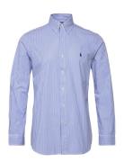 Custom Fit Striped Stretch Poplin Shirt Tops Shirts Casual Blue Polo Ralph Lauren