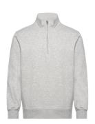 Cotton Sweatshirt With Zip Neck Tops Sweatshirts & Hoodies Sweatshirts Grey Mango