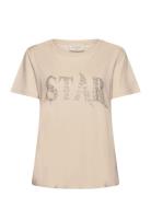 Fqstar-Tee Tops T-shirts & Tops Short-sleeved Beige FREE/QUENT