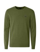 Bradley Cotton Crew Sweater Tops Knitwear Round Necks Khaki Green Lexington Clothing