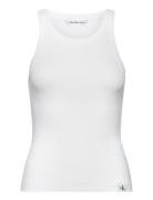 Variegated Rib Woven Tab Tank Tops T-shirts & Tops Sleeveless White Calvin Klein Jeans