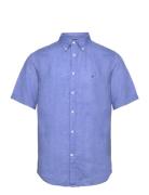 Pigment Dyed Linen Rf Shirt S/S Tops Shirts Short-sleeved Blue Tommy Hilfiger