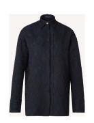 Aurora Jacquard Blouse Tops Blouses Long-sleeved Blue Lexington Clothing