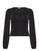Rudina Sparkling Puff Sleeve Top Tops Blouses Long-sleeved Black Bubbleroom