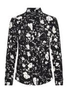 Slim Fit Floral Stretch Jersey Shirt Tops Shirts Long-sleeved Black Lauren Ralph Lauren