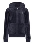 Diamante Zip Through Hoodie Tops Sweatshirts & Hoodies Hoodies Navy Juicy Couture