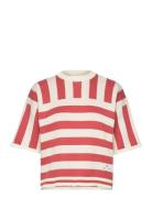 Striped Short Sleeve Knitted Sweater Tops T-shirts & Tops Short-sleeved Red Bobo Choses