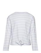 Knot Striped T-Shirt Tops T-shirts Long-sleeved T-Skjorte Blue Mango