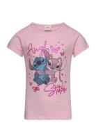 Short-Sleeved T-Shirt Tops T-Kortærmet Skjorte Pink Lilo & Stitch