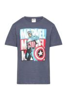 Tshirt Tops T-Kortærmet Skjorte Blue Marvel