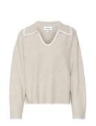 Vmodette Ls V-Neck Stitch Knit Vma Tops Knitwear Jumpers Beige Vero Moda