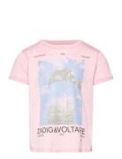 Short Sleeves Tee-Shirt Tops T-Kortærmet Skjorte Pink Zadig & Voltaire Kids