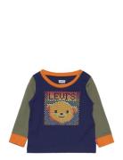 Levi's® Pixel Bear Colorblocked Tee Tops T-shirts Long-sleeved T-Skjorte Blue Levi's