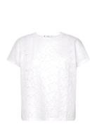 Openwork Cotton-Blend T-Shirt Tops T-shirts & Tops Short-sleeved White Mango