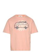 Embossed Printed T-Shirt Tops T-Kortærmet Skjorte Coral Mango
